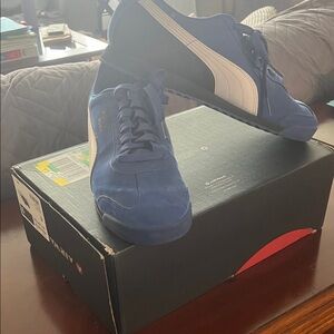 Puma Men's Royal Blue and White Sneakers
